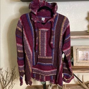 Burgundy Striped Women's Hoodie